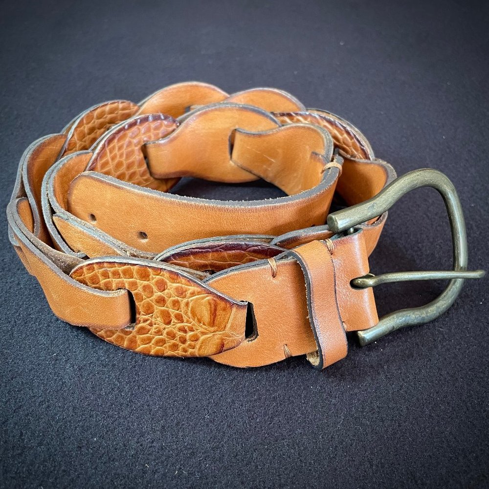 🧡Linked leather belt chestnut brown🧡